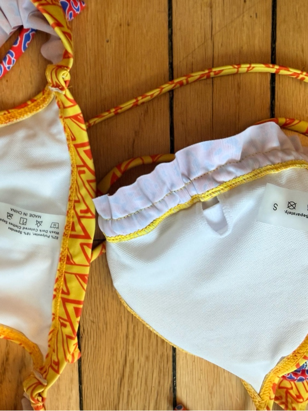 Boho Print Yellow Tie String Triangle 2piece  Bikini - Picture 5 of 5